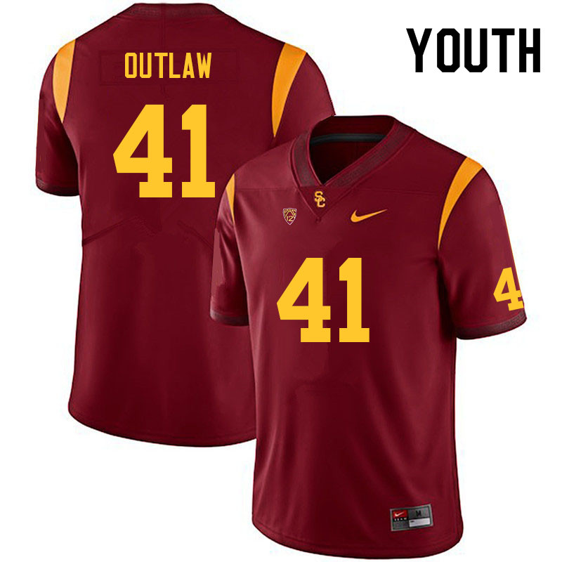 Youth #41 Brandon Outlaw USC Trojans College Football Jerseys Sale-Cardinal